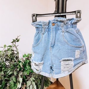 ripped paper bag shorts